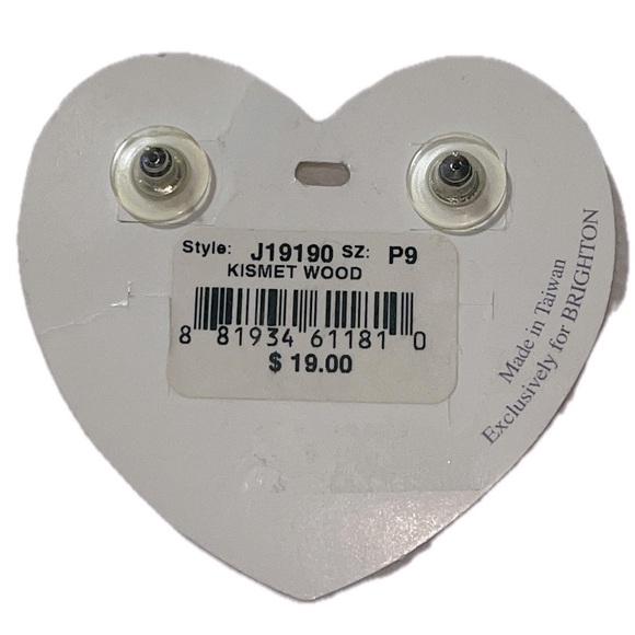 Brighton Silver-tone Kismet Wood Style Stud Women’s Pierced Rounded Earrings NWT - Picture 3 of 4